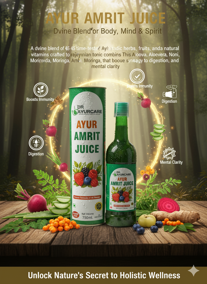 Ayur Amrit Juice – 100% Herbal Immunity Booster | Sugar-Free | Daily Wellness Drink (750ml)